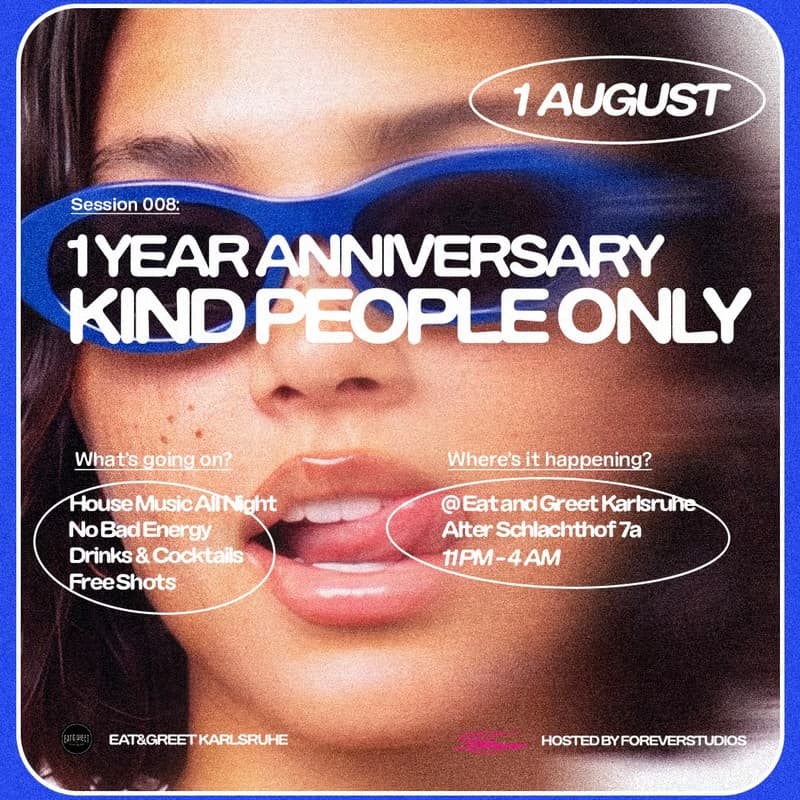 Flyer: Anniversary, Sat · August 1, 2026 – Eat and Greet, Karlsruhe